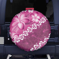Vintage Pink Polynesia Spare Tire Cover Plumeria With Hibiscus Tropical Vibes LT14 - Polynesian Pride