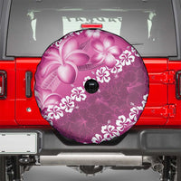 Vintage Pink Polynesia Spare Tire Cover Plumeria With Hibiscus Tropical Vibes LT14 - Polynesian Pride