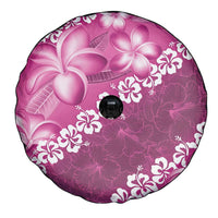 Vintage Pink Polynesia Spare Tire Cover Plumeria With Hibiscus Tropical Vibes LT14 - Polynesian Pride