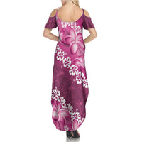 Vintage Pink Polynesia Summer Maxi Dress Plumeria With Hibiscus Tropical Vibes LT14 - Polynesian Pride