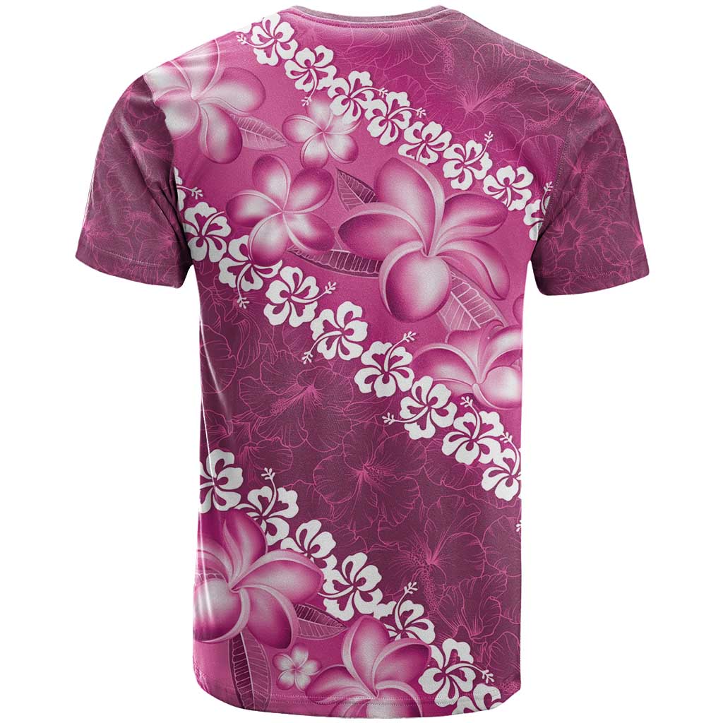 Vintage Pink Polynesia T Shirt Plumeria With Hibiscus Tropical Vibes