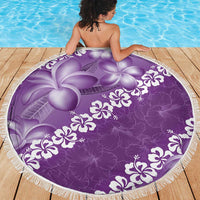 Vintage Purple Polynesia Beach Blanket Plumeria With Hibiscus Tropical Vibes LT14 - Polynesian Pride