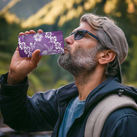 Vintage Purple Polynesia 4 in 1 Can Cooler Tumbler Plumeria With Hibiscus Tropical Vibes