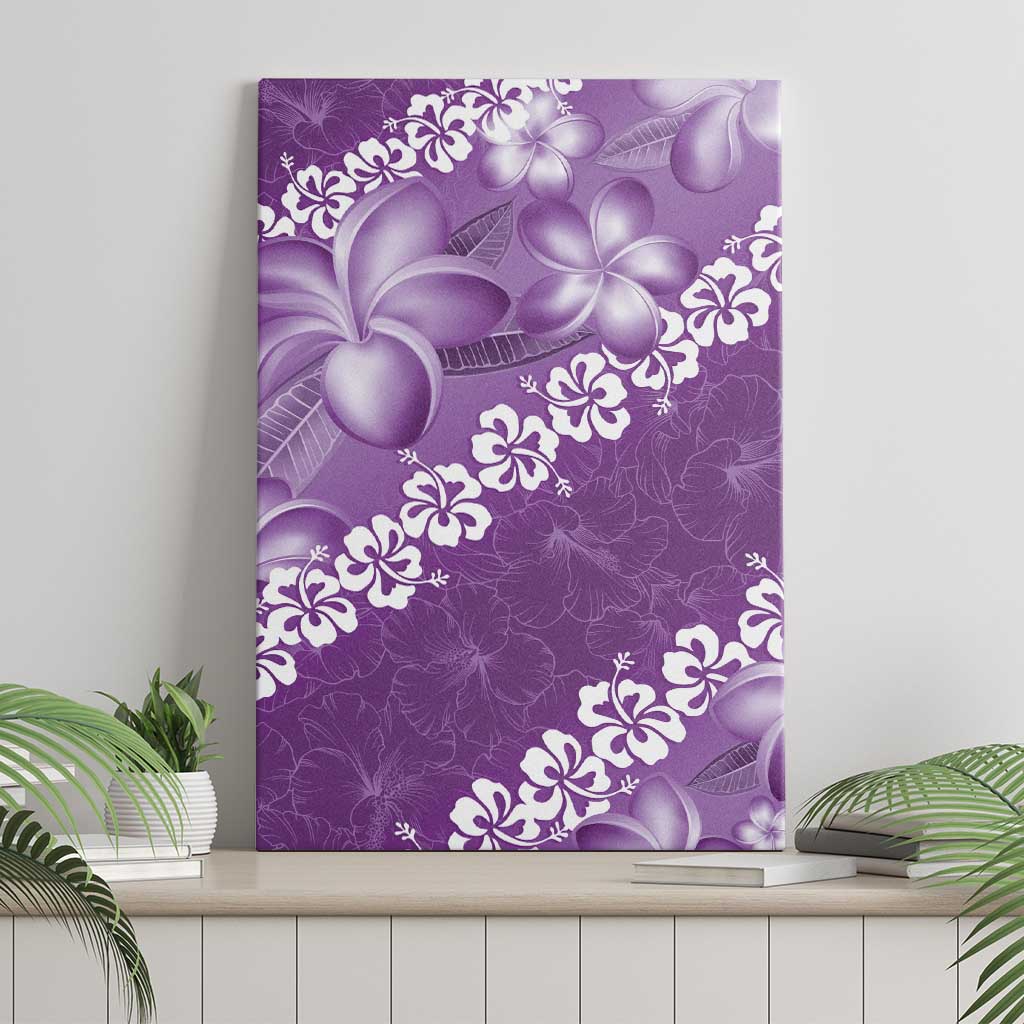 Vintage Purple Polynesia Canvas Wall Art Plumeria With Hibiscus Tropical Vibes LT14 - Polynesian Pride