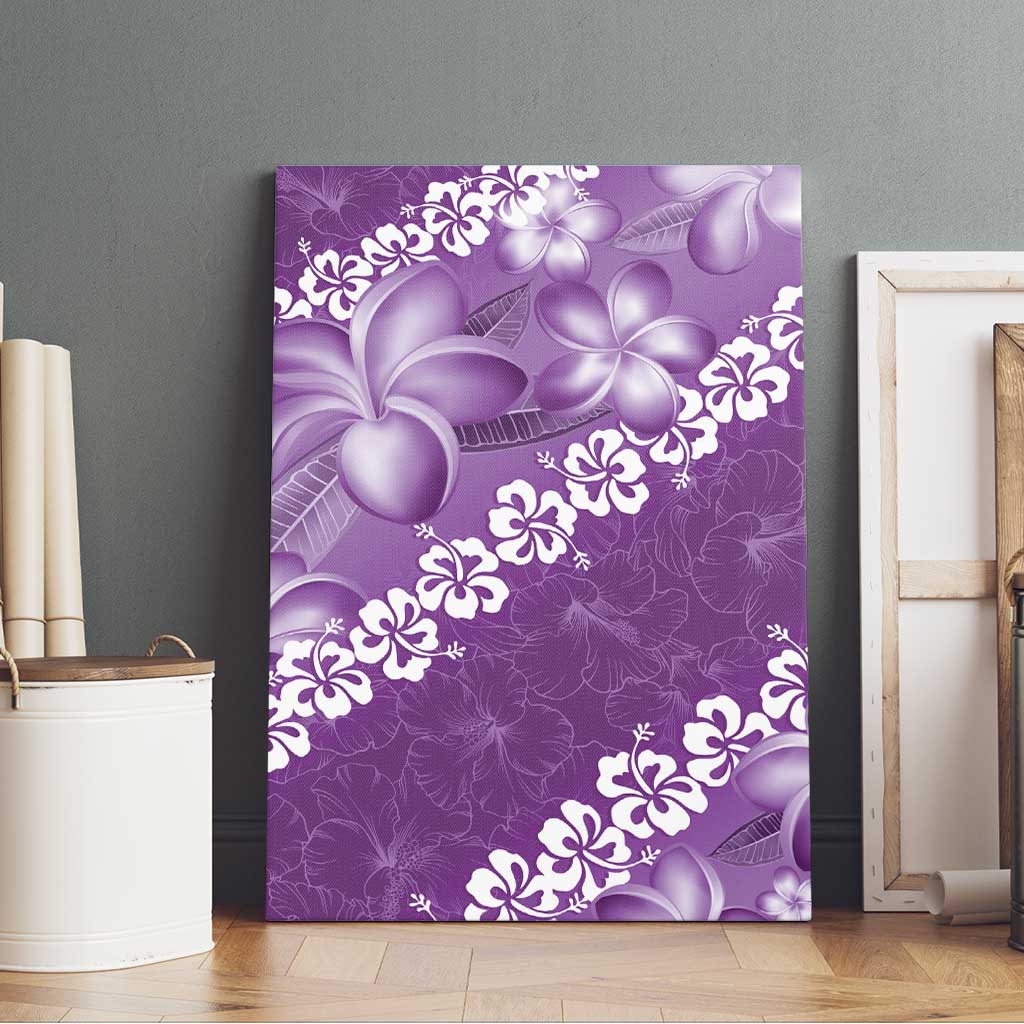 Vintage Purple Polynesia Canvas Wall Art Plumeria With Hibiscus Tropical Vibes LT14 - Polynesian Pride