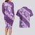 Vintage Purple Polynesia Couples Matching Long Sleeve Bodycon Dress and Hawaiian Shirt Plumeria With Hibiscus Tropical Vibes