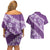 Vintage Purple Polynesia Couples Matching Off Shoulder Short Dress and Hawaiian Shirt Plumeria With Hibiscus Tropical Vibes