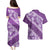 Vintage Purple Polynesia Couples Matching Puletasi and Hawaiian Shirt Plumeria With Hibiscus Tropical Vibes