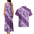 Vintage Purple Polynesia Couples Matching Tank Maxi Dress and Hawaiian Shirt Plumeria With Hibiscus Tropical Vibes