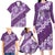 Vintage Purple Polynesia Family Matching Long Sleeve Bodycon Dress and Hawaiian Shirt Plumeria With Hibiscus Tropical Vibes