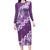 Vintage Purple Polynesia Family Matching Long Sleeve Bodycon Dress and Hawaiian Shirt Plumeria With Hibiscus Tropical Vibes