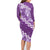 Vintage Purple Polynesia Family Matching Long Sleeve Bodycon Dress and Hawaiian Shirt Plumeria With Hibiscus Tropical Vibes