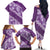 Vintage Purple Polynesia Family Matching Off The Shoulder Long Sleeve Dress and Hawaiian Shirt Plumeria With Hibiscus Tropical Vibes