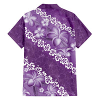 Vintage Purple Polynesia Family Matching Off The Shoulder Long Sleeve Dress and Hawaiian Shirt Plumeria With Hibiscus Tropical Vibes