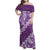 Vintage Purple Polynesia Family Matching Off Shoulder Maxi Dress and Hawaiian Shirt Plumeria With Hibiscus Tropical Vibes