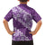 Vintage Purple Polynesia Family Matching Off Shoulder Short Dress and Hawaiian Shirt Plumeria With Hibiscus Tropical Vibes