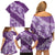 Vintage Purple Polynesia Family Matching Off Shoulder Short Dress and Hawaiian Shirt Plumeria With Hibiscus Tropical Vibes