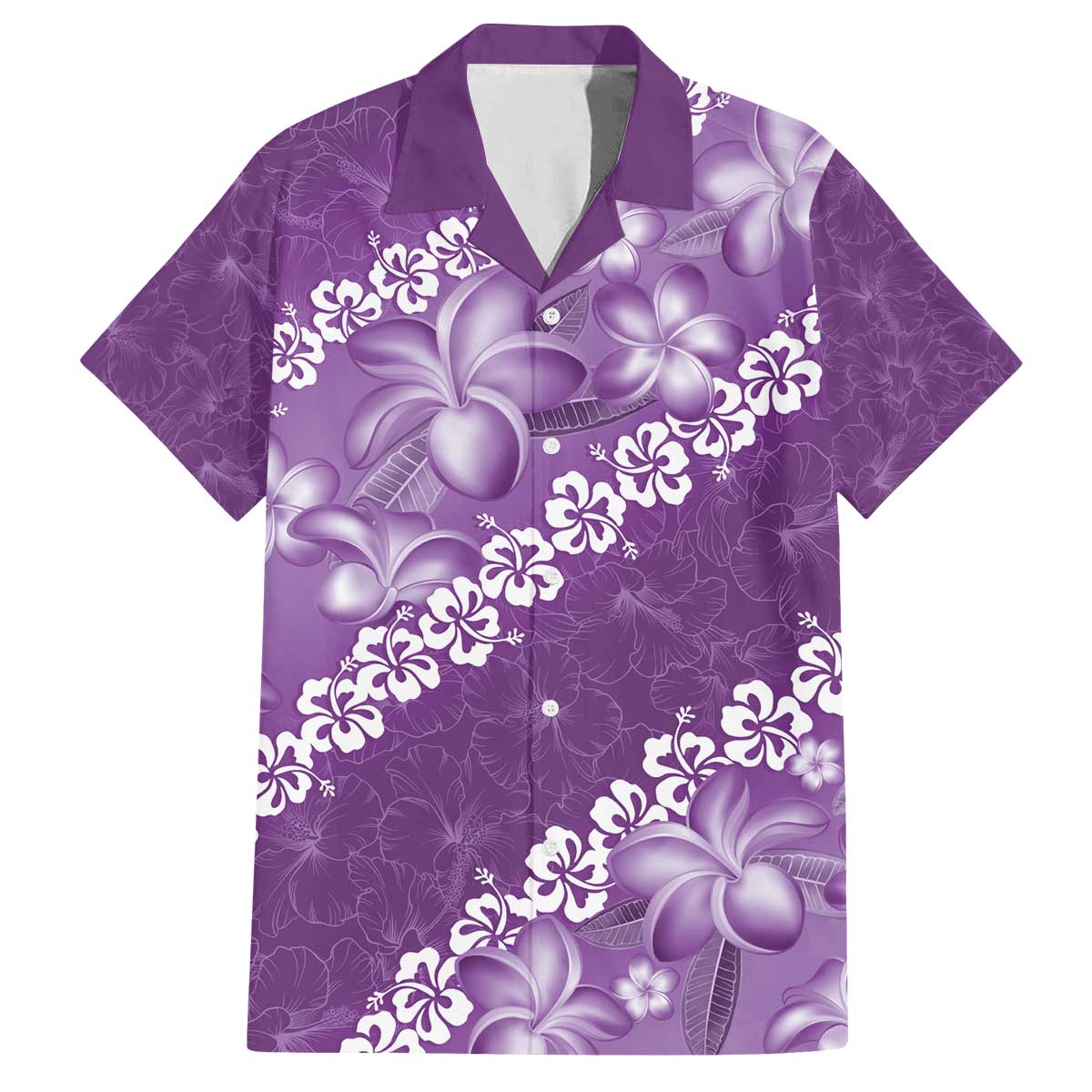 Vintage Purple Polynesia Family Matching Off Shoulder Short Dress and Hawaiian Shirt Plumeria With Hibiscus Tropical Vibes