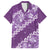 Vintage Purple Polynesia Family Matching Off Shoulder Short Dress and Hawaiian Shirt Plumeria With Hibiscus Tropical Vibes