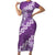 Vintage Purple Polynesia Family Matching Short Sleeve Bodycon Dress and Hawaiian Shirt Plumeria With Hibiscus Tropical Vibes