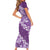 Vintage Purple Polynesia Family Matching Short Sleeve Bodycon Dress and Hawaiian Shirt Plumeria With Hibiscus Tropical Vibes