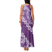 Vintage Purple Polynesia Family Matching Tank Maxi Dress and Hawaiian Shirt Plumeria With Hibiscus Tropical Vibes