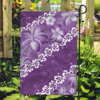 Vintage Purple Polynesia Garden Flag Plumeria With Hibiscus Tropical Vibes LT14 Garden Flag Purple - Polynesian Pride