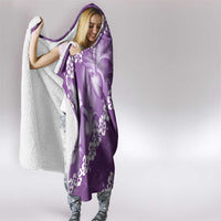 Vintage Purple Polynesia Hooded Blanket Plumeria With Hibiscus Tropical Vibes LT14 - Polynesian Pride
