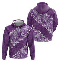 Vintage Purple Polynesia Hoodie Plumeria With Hibiscus Tropical Vibes