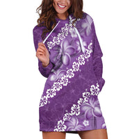 Vintage Purple Polynesia Hoodie Dress Plumeria With Hibiscus Tropical Vibes LT14 Purple - Polynesian Pride