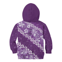 Vintage Purple Polynesia Kid Hoodie Plumeria With Hibiscus Tropical Vibes