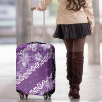 Vintage Purple Polynesia Luggage Cover Plumeria With Hibiscus Tropical Vibes