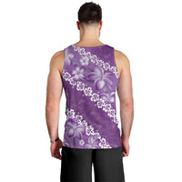 Vintage Purple Polynesia Men Tank Top Plumeria With Hibiscus Tropical Vibes LT14 - Polynesian Pride