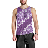Vintage Purple Polynesia Men Tank Top Plumeria With Hibiscus Tropical Vibes LT14 - Polynesian Pride