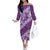 Vintage Purple Polynesia Off The Shoulder Long Sleeve Dress Plumeria With Hibiscus Tropical Vibes