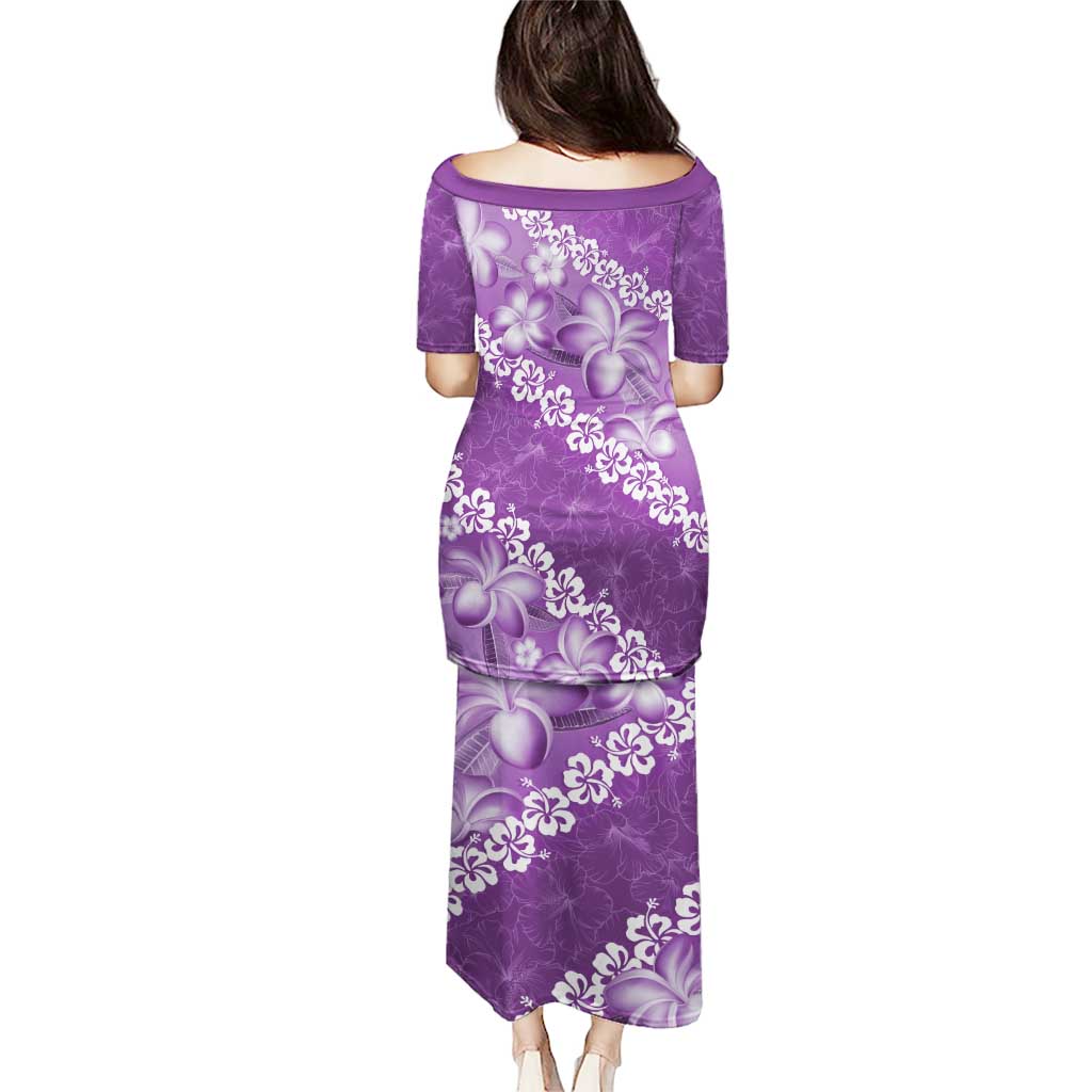 Vintage Purple Polynesia Puletasi Plumeria With Hibiscus Tropical Vibes LT14 - Polynesian Pride