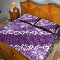 Vintage Purple Polynesia Quilt Bed Set Plumeria With Hibiscus Tropical Vibes LT14 - Polynesian Pride