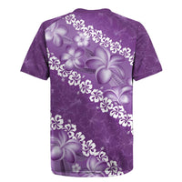 Vintage Purple Polynesia Rugby Jersey Plumeria With Hibiscus Tropical Vibes LT14 - Polynesian Pride