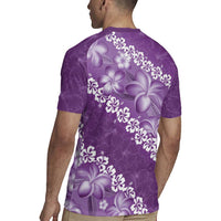 Vintage Purple Polynesia Rugby Jersey Plumeria With Hibiscus Tropical Vibes LT14 - Polynesian Pride