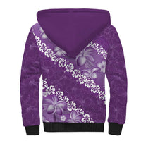 Vintage Purple Polynesia Sherpa Hoodie Plumeria With Hibiscus Tropical Vibes LT14 - Polynesian Pride