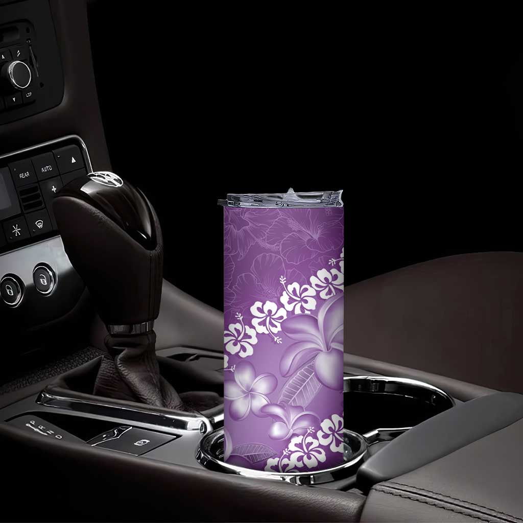 Vintage Purple Polynesia Skinny Tumbler Plumeria With Hibiscus Tropical Vibes