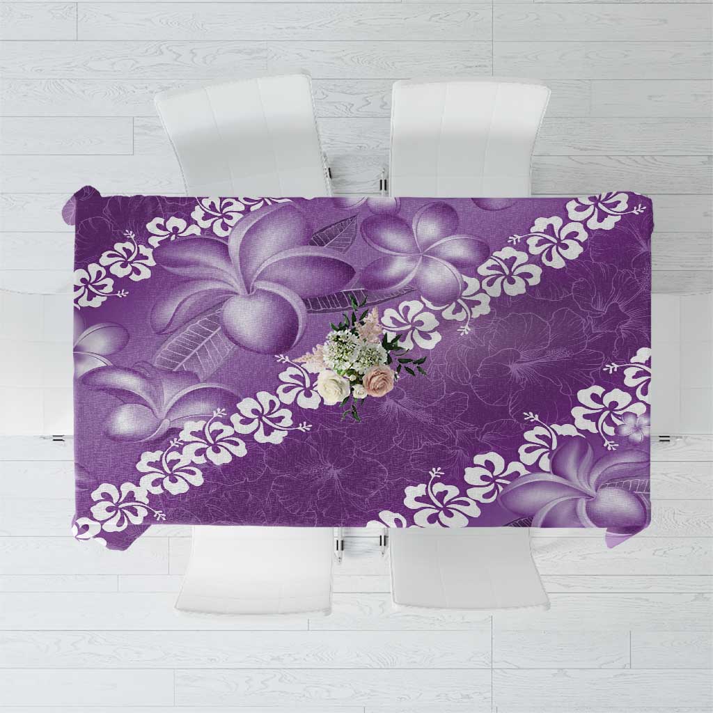 Vintage Purple Polynesia Tablecloth Plumeria With Hibiscus Tropical Vibes LT14 Purple - Polynesian Pride