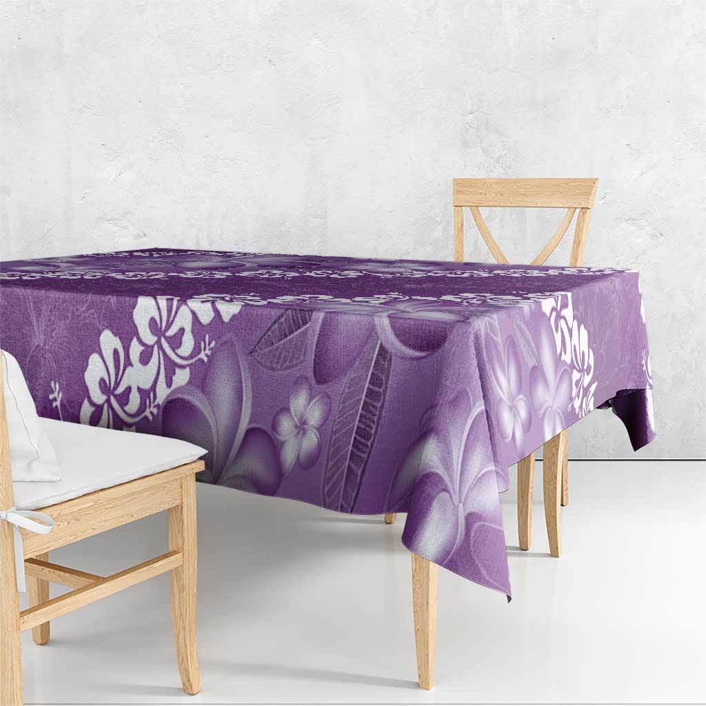 Vintage Purple Polynesia Tablecloth Plumeria With Hibiscus Tropical Vibes LT14 - Polynesian Pride