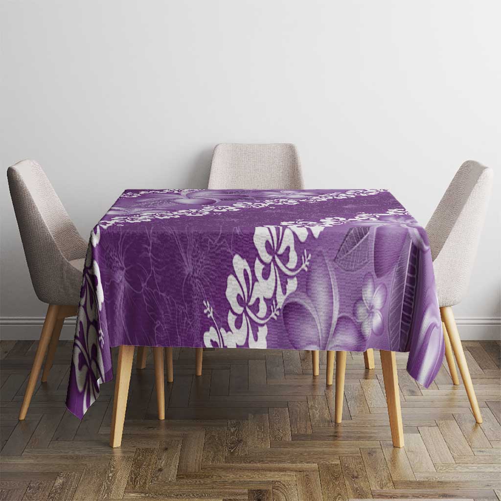 Vintage Purple Polynesia Tablecloth Plumeria With Hibiscus Tropical Vibes LT14 - Polynesian Pride