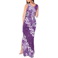 Vintage Purple Polynesia Tank Maxi Dress Plumeria With Hibiscus Tropical Vibes LT14 - Polynesian Pride