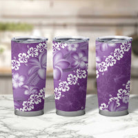 Vintage Purple Polynesia Tumbler Cup Plumeria With Hibiscus Tropical Vibes LT14 - Polynesian Pride