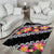 Black Polynesia Area Rug Plumeria With Hibiscus Pattern Tropical Vibes