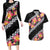 Black Polynesia Couples Matching Long Sleeve Bodycon Dress and Hawaiian Shirt Plumeria With Hibiscus Pattern Tropical Vibes