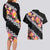 Black Polynesia Couples Matching Long Sleeve Bodycon Dress and Hawaiian Shirt Plumeria With Hibiscus Pattern Tropical Vibes