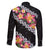 Black Polynesia Family Matching Long Sleeve Bodycon Dress and Hawaiian Shirt Plumeria With Hibiscus Pattern Tropical Vibes